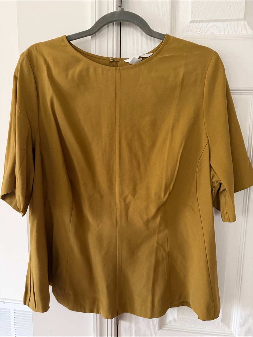 H&M Mustard Short-Sleeve Round-Neck Blouse